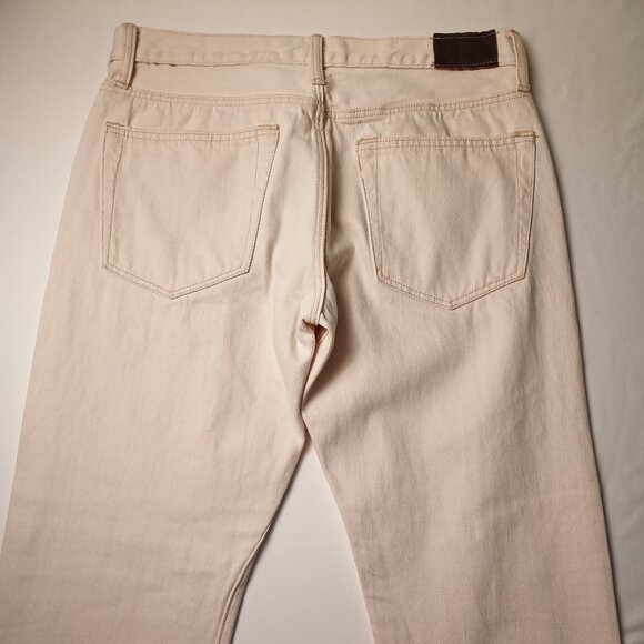 Mens J.Crew 770 Jeans Size 32 Buttonfly Straight Leg Cream Color Cotton - Picture 3 of 10